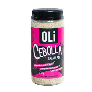 Frasco de cebolla blanca granulada marca OLI, 75 gramos