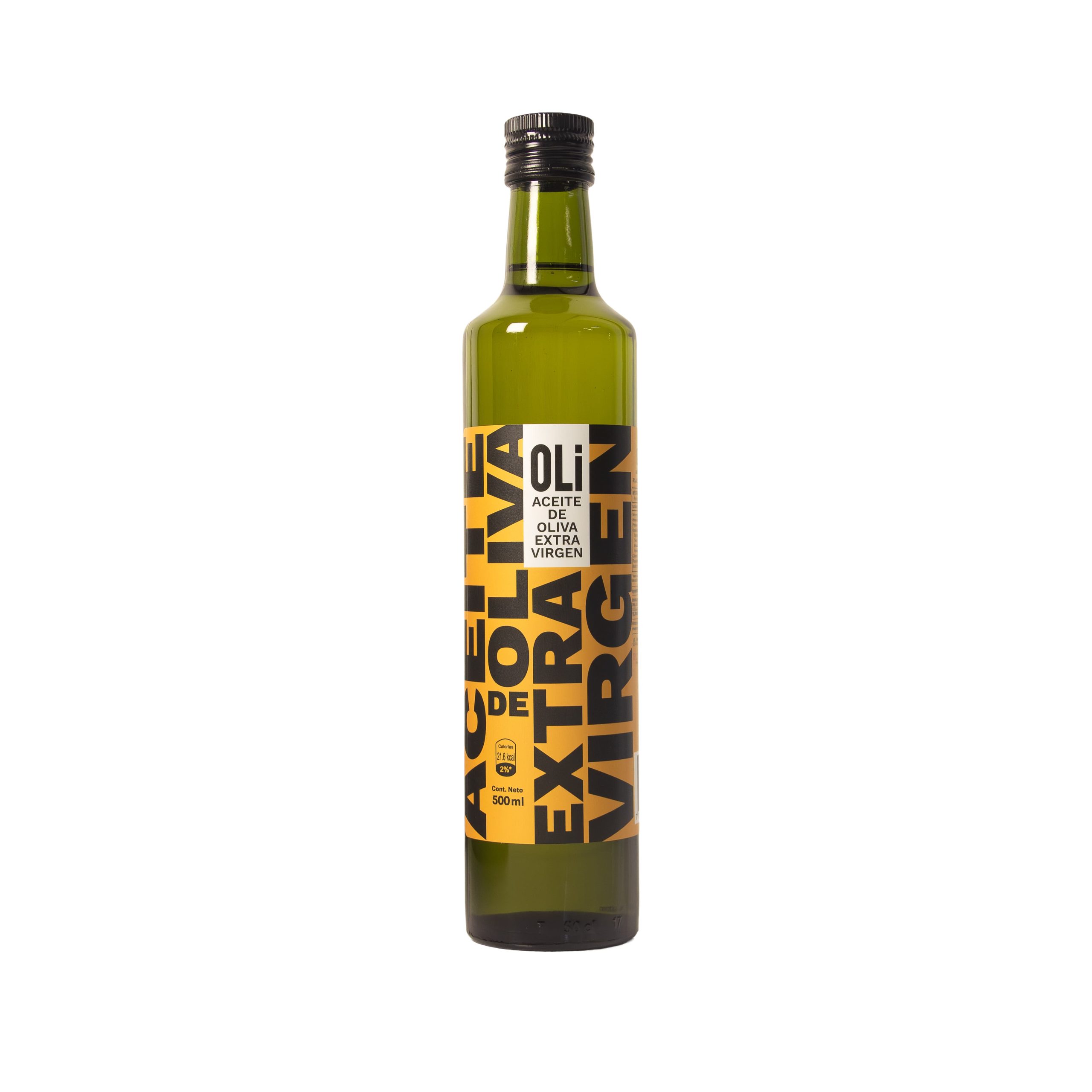 Aceite de oliva extra virgen OLI 21 de Tacna en botella de vidrio verde de 500 ml
