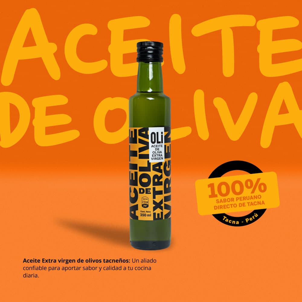 Aceite de oliva extra virgen OLI 21 100% peruano con sabor tacneño