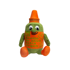 Peluche apachurrable de botella de aceite de oliva extra virgen Oli sentado