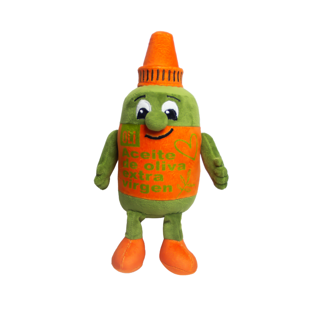 Peluche apachurrable de botella de aceite de oliva extra virgen Oli de pie